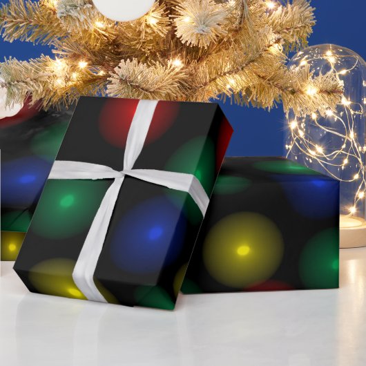 Moderne leuke gloeiende bokeh kerstverlichting fee cadeaupapier (Feestdagen)