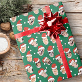 Moderne Leuke Grappige Kerstman Hoeden Negen Famil Cadeaupapier