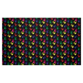 Moderne Leuke Heldere Kleurrijke Hand Prints In Zw Stof