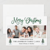 Moderne leuke kalligrafie 3 foto dennen kerst feestdagenkaart (Voorkant / Achterkant)