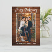 Moderne Leuke Kalligrafie Foto Hout Thanksgiving Feestdagenkaart (Staand voorkant)