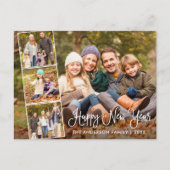 Moderne Leuke Kalligrafie Gelukkig Nieuwjaar 4 Fot Briefkaart (Voorkant)