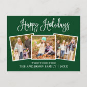 Moderne Leuke Kalligrafie Groen 3 Foto Vakantie Briefkaart (Voorkant)