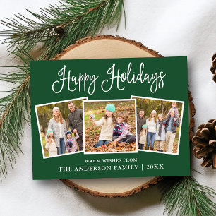 Moderne Leuke Kalligrafie Groen 3 Foto Vakantie Briefkaart