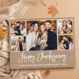 Moderne Leuke Kalligrafie Kraft 5 Foto's Thanksgiv Briefkaart