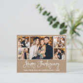 Moderne Leuke Kalligrafie Kraft 5 Foto's Thanksgiv Briefkaart (Staand voorkant)