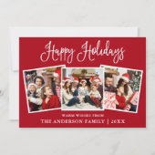 Moderne Leuke Kalligrafie Rood 3 Foto Feestdagenkaart (Voorkant)