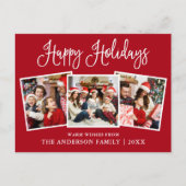 Moderne Leuke Kalligrafie Rood 3 Foto Vakantie Briefkaart (Voorkant)