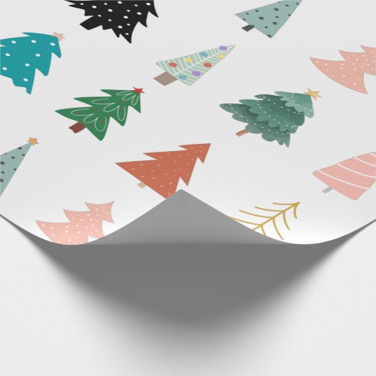 Moderne leuke kerstbomen, wit groen cadeaupapier (Hoek)