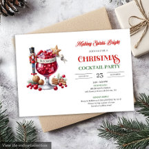 Moderne leuke kerstcocktails feest uitnodiging
