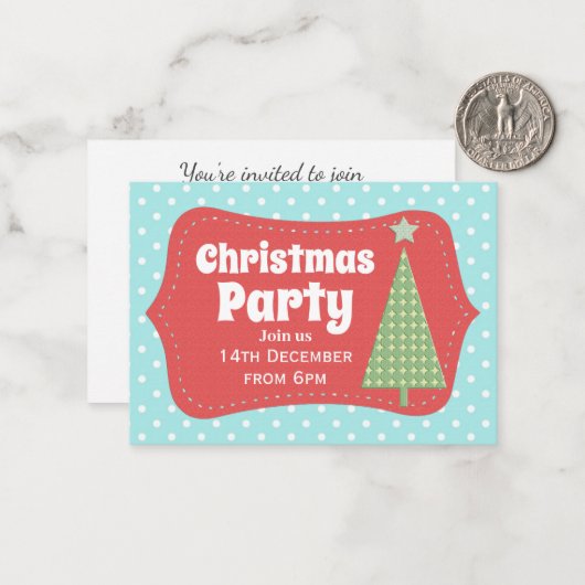 Moderne Leuke Kerstfeest Uitnodiging (Voorkant / Achterkant in situ)