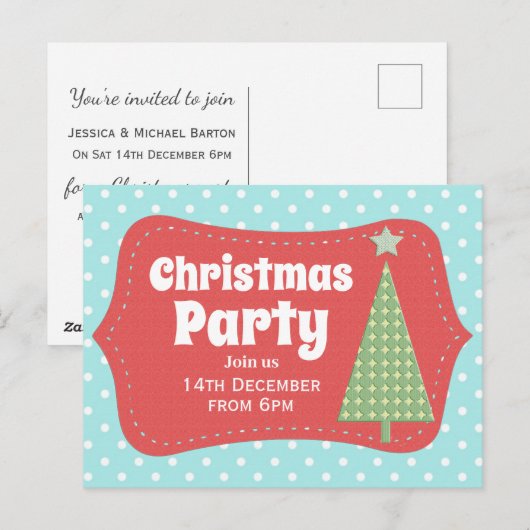 Moderne Leuke Kerstfeest Uitnodiging (Voorkant / Achterkant)