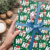 Moderne Leuke Kerstman Hoeden Negen Familie Foto's Cadeaupapier