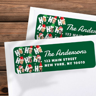 Moderne Leuke Kerstman Hoeden Negen Familie Foto's Etiket