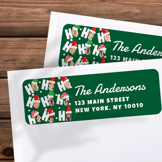 Moderne Leuke Kerstman Hoeden Negen Familie Foto's Etiket