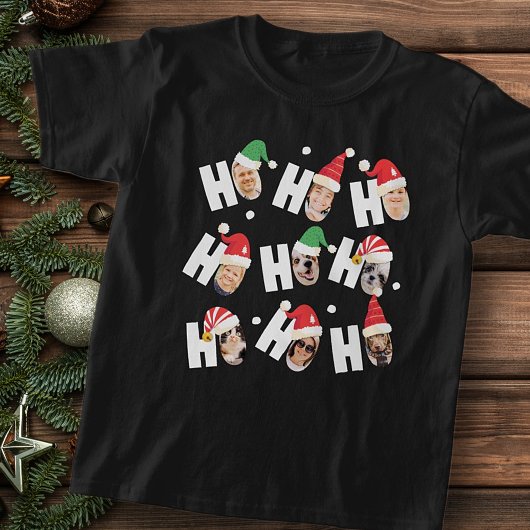 Moderne Leuke Kerstman Hoeden Negen Familie Foto's T-shirt