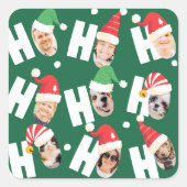 Moderne Leuke Kerstman Hoeden Negen Familie Foto's Vierkante Sticker (Voorkant)