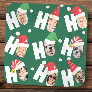 Moderne Leuke Kerstman Hoeden Negen Familie Foto's Vierkante Sticker