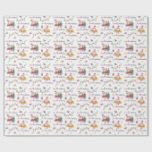 Moderne Leuke Kerstman Kerstmis Patroon Aangepaste Cadeaupapier (Vlak)