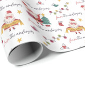 Moderne Leuke Kerstman Kerstmis Patroon Aangepaste Cadeaupapier (Rol Hoek)