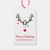 Moderne leuke kerstrendiervaartuigen cadeaulabel (Voorkant)