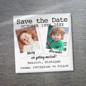 Moderne Leuke Kinderfoto's Trouwkaart Save The Dat Magneet