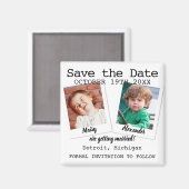 Moderne Leuke Kinderfoto's Trouwkaart Save The Dat Magneet (Voorkant / Achterkant)