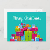 Moderne leuke kleurrijke cadeaus kerst feestdagenkaart (Voorkant / Achterkant)