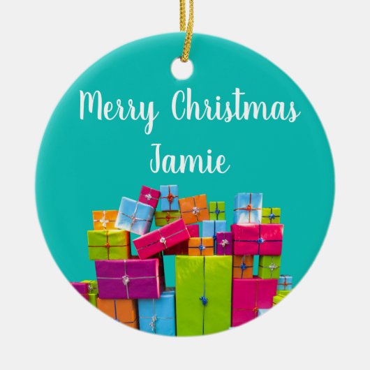 Moderne leuke kleurrijke cadeaus kerst keramisch ornament (Voorkant)