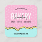 Moderne Leuke Kleurrijke Trendy Cartoon Cake Bakke Vierkante Visitekaartje (Voorkant)