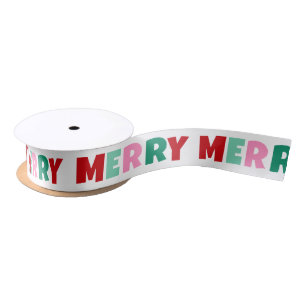 Moderne Leuke Kleurrijke Vrolijke Typografie Kerst Satijnen Lint