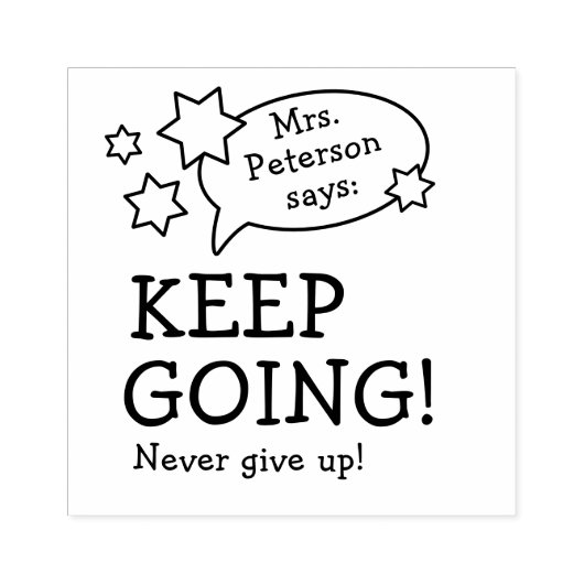 Moderne Leuke Leraar Aanmoediging Terug naar Schoo Rubberstempel (Afrduk)