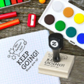 Moderne Leuke Leraar Aanmoediging Terug naar Schoo Rubberstempel