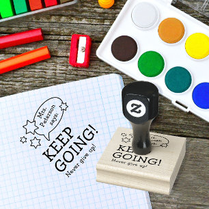 Moderne Leuke Leraar Aanmoediging Terug naar Schoo Rubberstempel