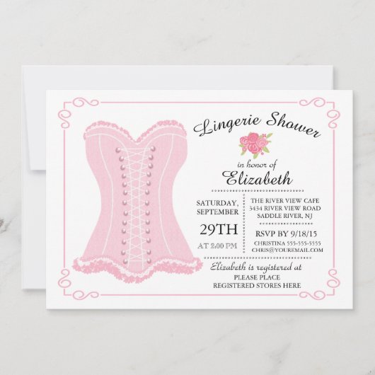 Moderne & Leuke Lingerie Bruids Douche Uitnodiging (Voorkant)