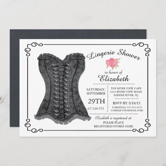 Moderne & Leuke Lingerie Bruids Douche Uitnodiging (Voorkant / Achterkant)