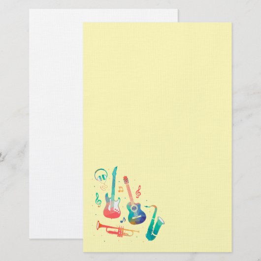 Moderne leuke muziekinstrumenten briefpapier (Voorkant / Achterkant)