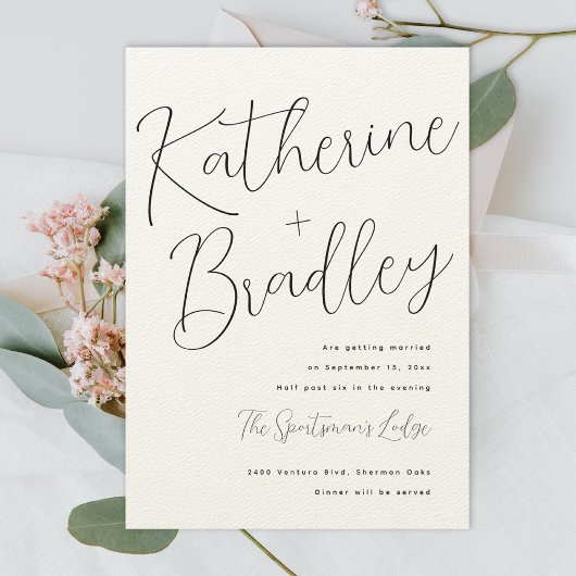 Moderne leuke paren noemen Luxe Paper Wedding Kaart