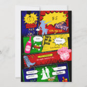 Moderne leuke retro comic Bachelorette Cowgirl Kaart (Achterkant)