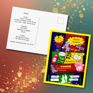 moderne leuke retro strip vrijgezellenfeest cowgir briefkaart