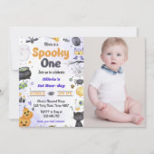 Moderne Leuke Spooky Een Halloween 1e Verjaardag Kaart (Voorkant)