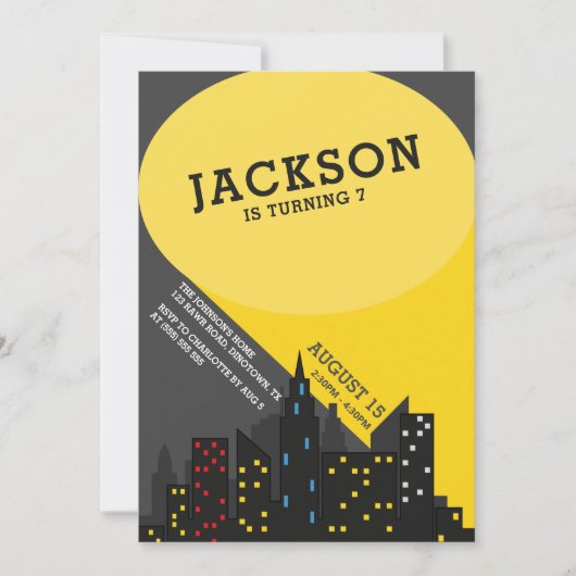 Moderne leuke superheld jongens verjaardag kaart (Voorkant)