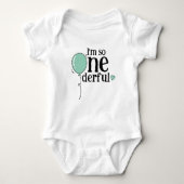 Moderne Leuke Turquoise Ballon Onederful Verjaarda Romper (Voorkant)