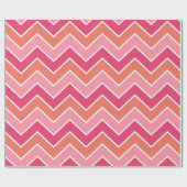 Moderne Levendig Roze en Oranje Chevron Cadeaupapier (Vlak)