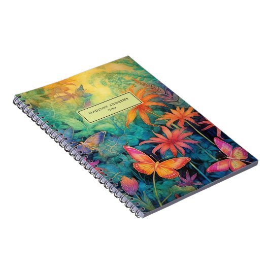 Moderne levendige Batik Waterverf Floral Notitieboek (Rechterzijde)