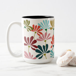 Moderne levendige bloem tweekleurige koffiemok