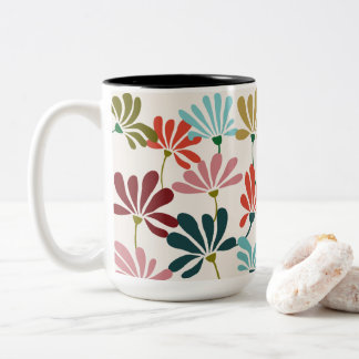 Moderne levendige bloem tweekleurige koffiemok