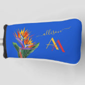 Moderne Levendige Bloemen Naam Custom Monogram Golfheadcover (Voorkant)