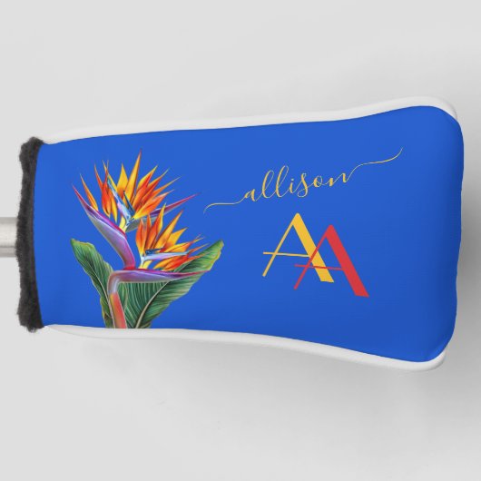 Moderne Levendige Bloemen Naam Custom Monogram Golfheadcover (Voorkant)
