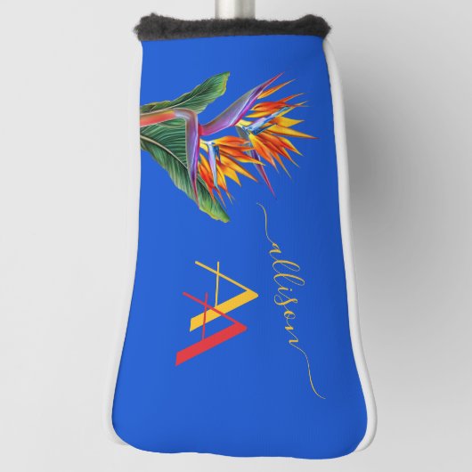 Moderne Levendige Bloemen Naam Custom Monogram Golfheadcover (Draai 90)